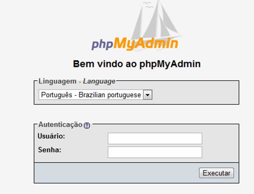 Tela de autenticação do PHPMyadmin